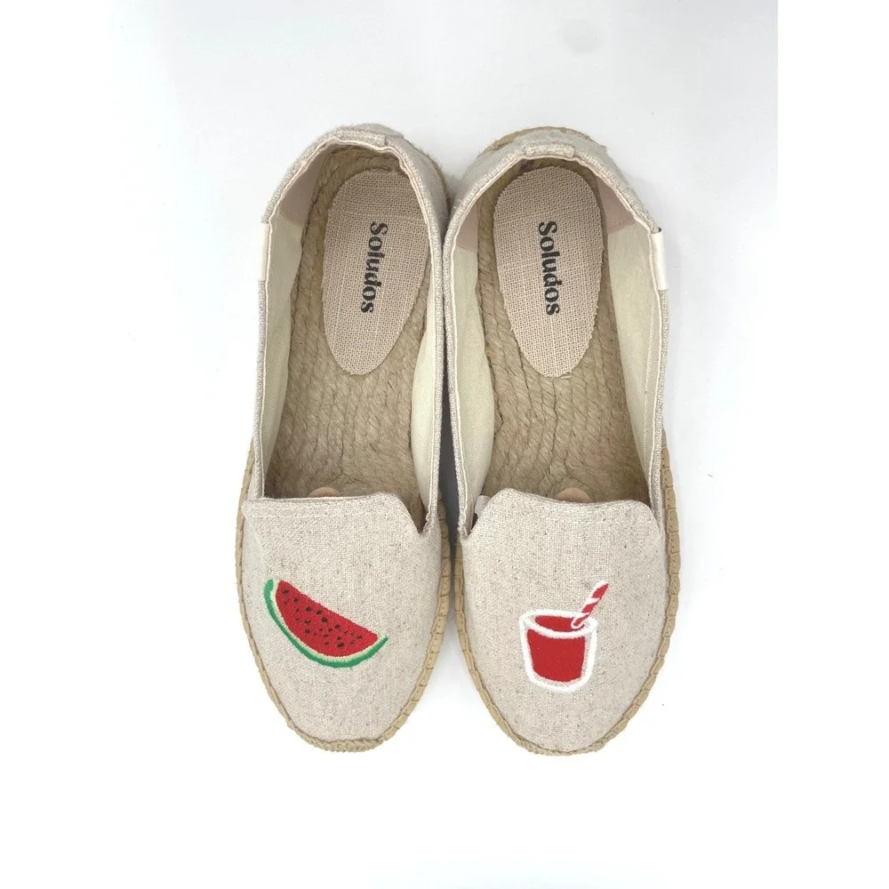 Soludos Espadrilles Womens 8.5 Sand Canvas Watermelon Juice Platform Boho